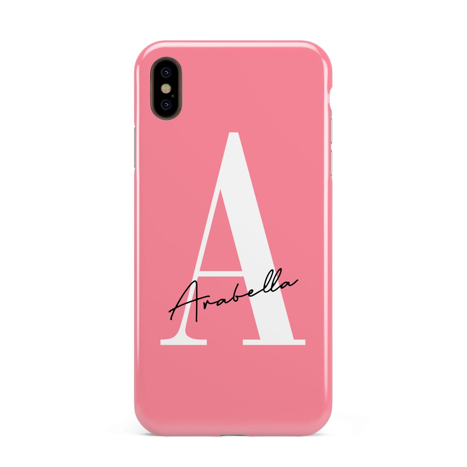 Personalised Pink White Initial Apple iPhone Xs Max 3D Tough Case
