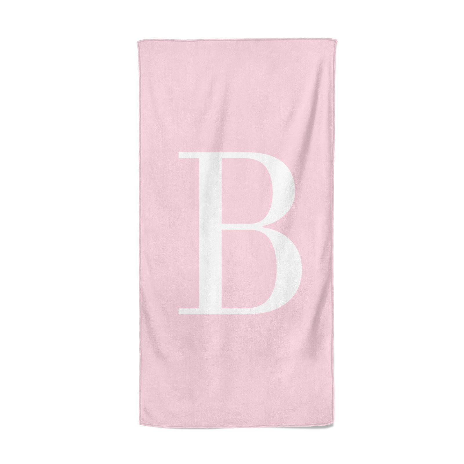 Personalised Pink White Initial Beach Towel