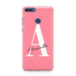 Personalised Pink White Initial Huawei P Smart Case