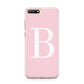Personalised Pink White Initial Huawei Y6 2018