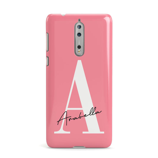 Personalised Pink White Initial Nokia Case
