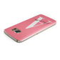 Personalised Pink White Initial Samsung Galaxy Case Top Cutout
