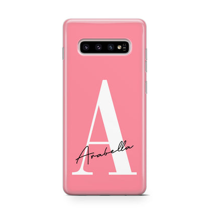 Personalised Pink White Initial Samsung Galaxy S10 Case