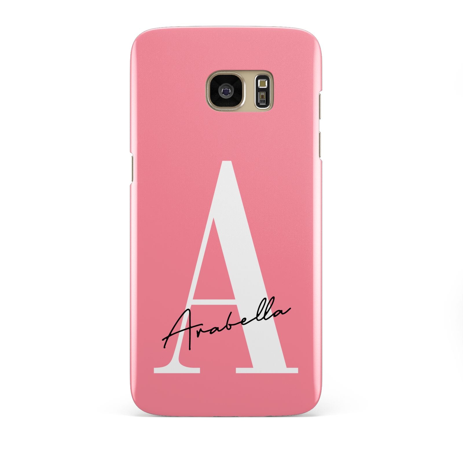 Personalised Pink White Initial Samsung Galaxy S7 Edge Case