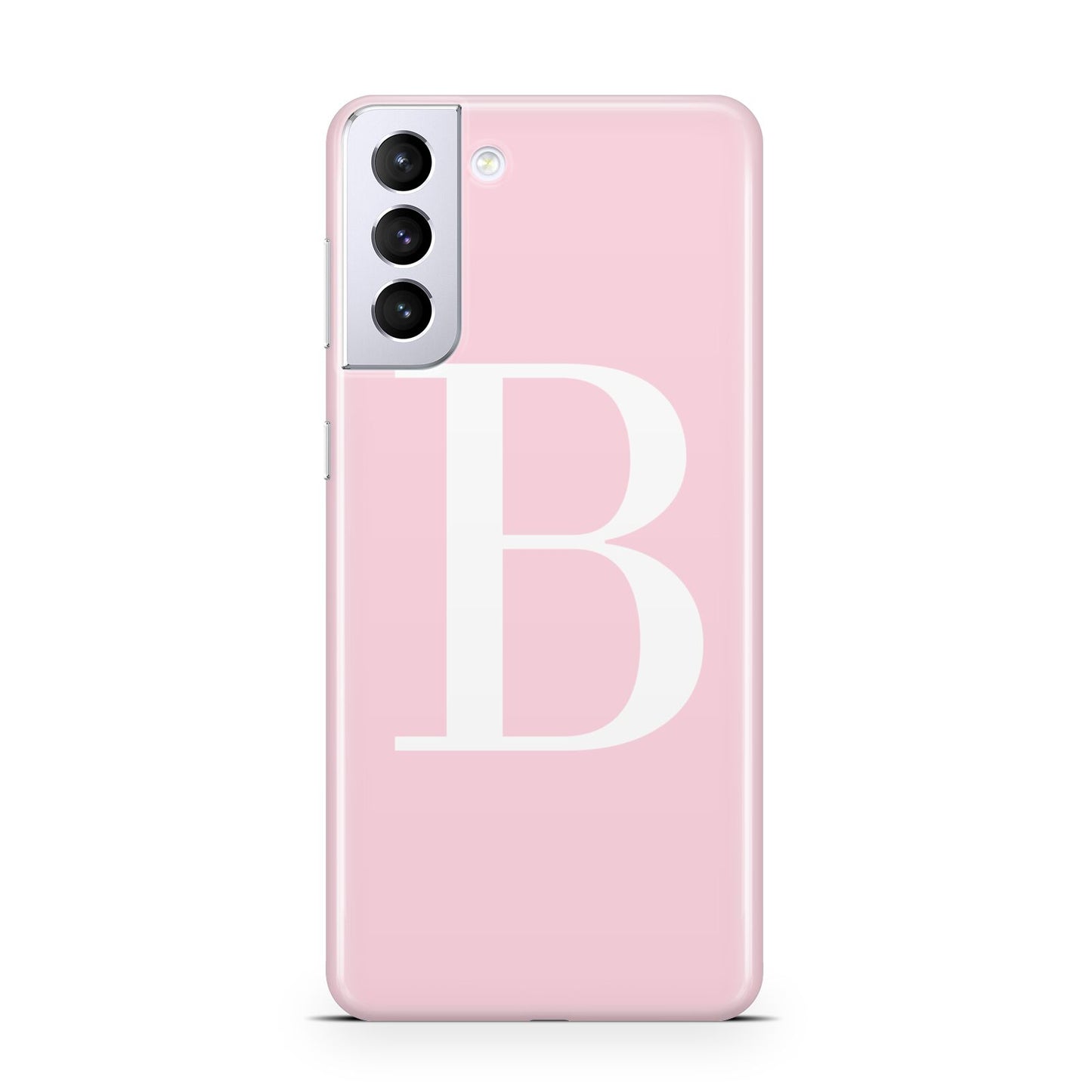 Personalised Pink White Initial Samsung S21 Plus Case