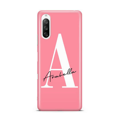 Personalised Pink White Initial Sony Xperia 10 III Case