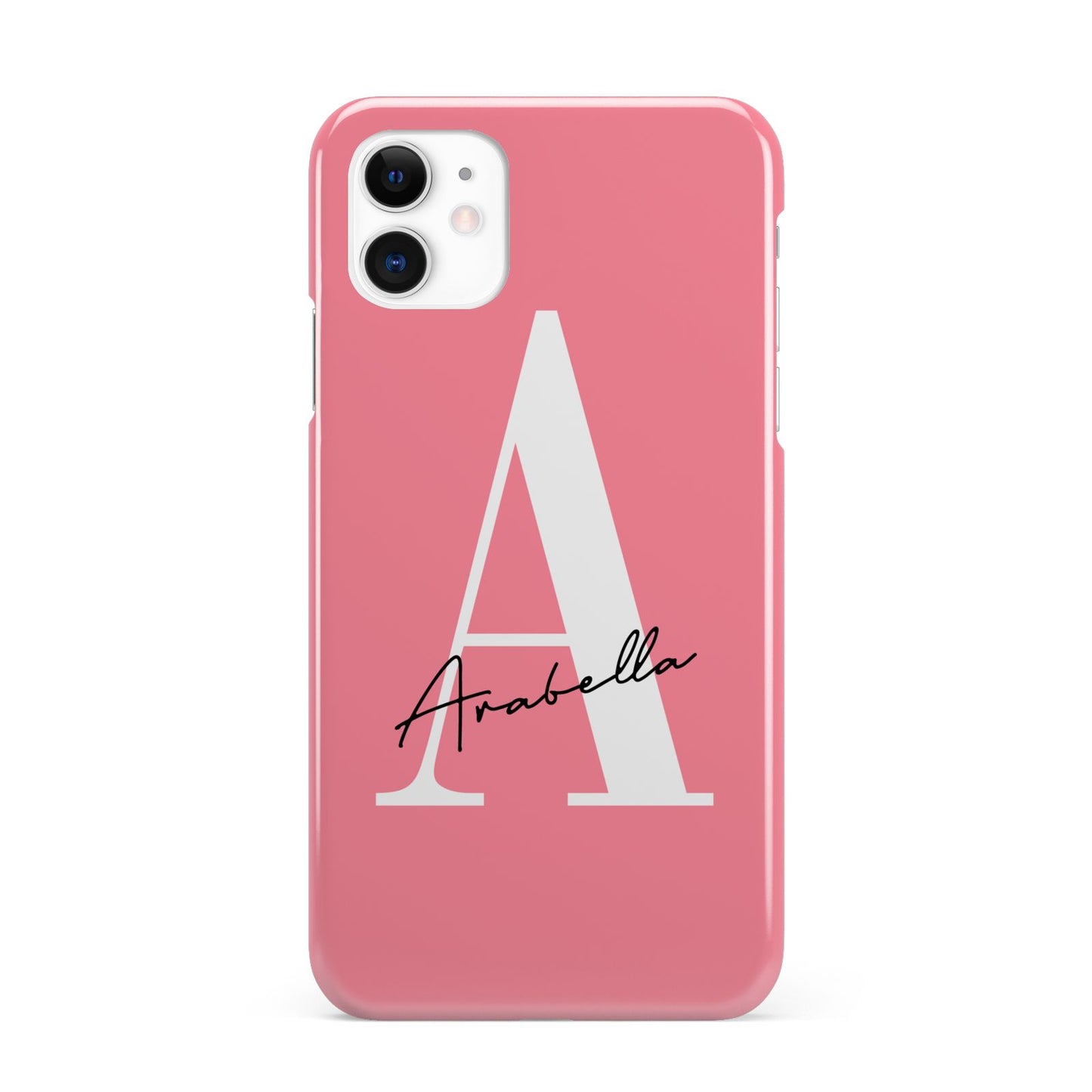 Personalised Pink White Initial iPhone 11 3D Snap Case