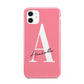Personalised Pink White Initial iPhone 11 3D Tough Case