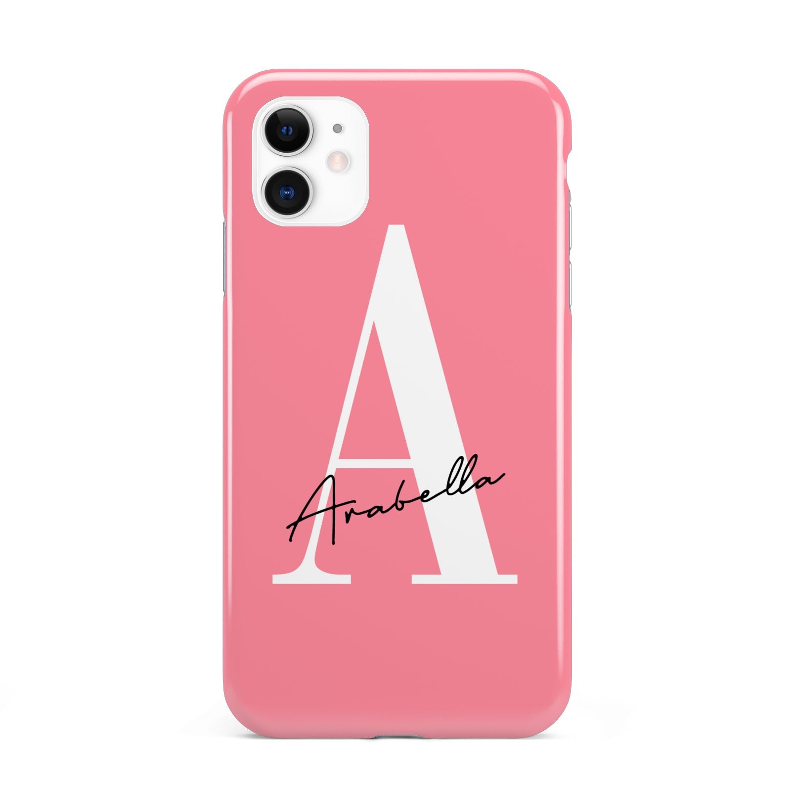 Personalised Pink White Initial iPhone 11 3D Tough Case