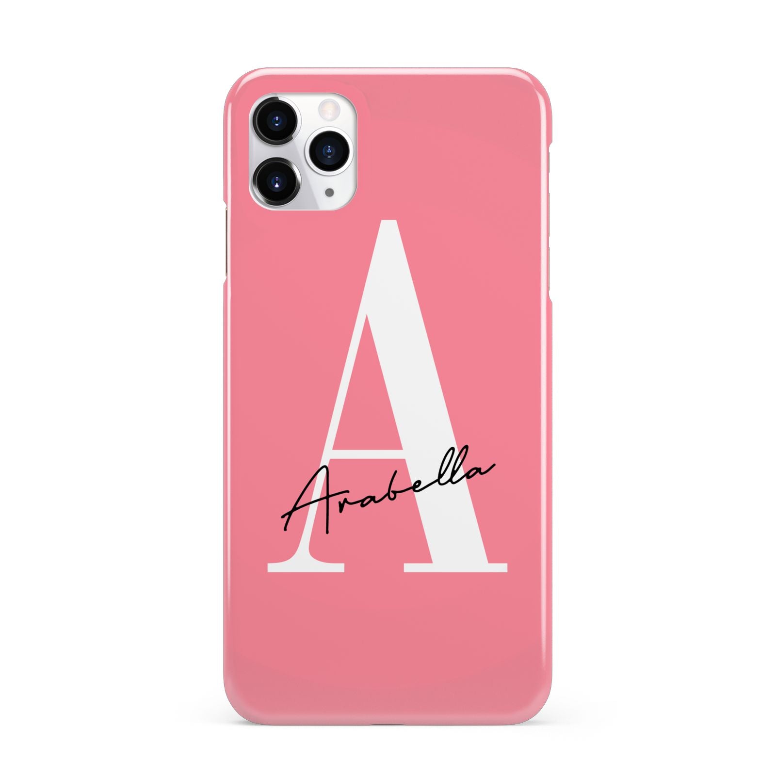 Personalised Pink White Initial iPhone 11 Pro Max 3D Snap Case