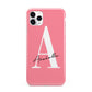 Personalised Pink White Initial iPhone 11 Pro Max 3D Tough Case