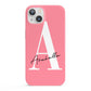 Personalised Pink White Initial iPhone 13 Full Wrap 3D Snap Case