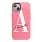 Personalised Pink White Initial iPhone 13 Full Wrap 3D Tough Case