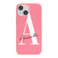 Personalised Pink White Initial iPhone 13 Mini Full Wrap 3D Snap Case