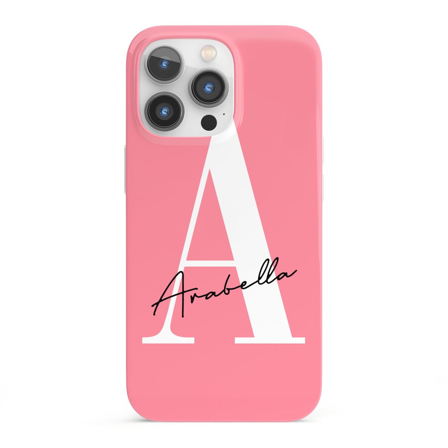 Personalised Pink White Initial iPhone 13 Pro Full Wrap 3D Snap Case