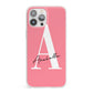 Personalised Pink White Initial iPhone 13 Pro Max Clear Bumper Case