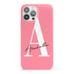 Personalised Pink White Initial iPhone 13 Pro Max Full Wrap 3D Snap Case