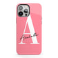 Personalised Pink White Initial iPhone 13 Pro Max Full Wrap 3D Tough Case