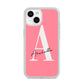 Personalised Pink White Initial iPhone 14 Clear Tough Case Starlight