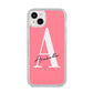 Personalised Pink White Initial iPhone 14 Plus Glitter Tough Case Starlight