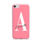 Personalised Pink White Initial iPhone 7 Bumper Case on Silver iPhone