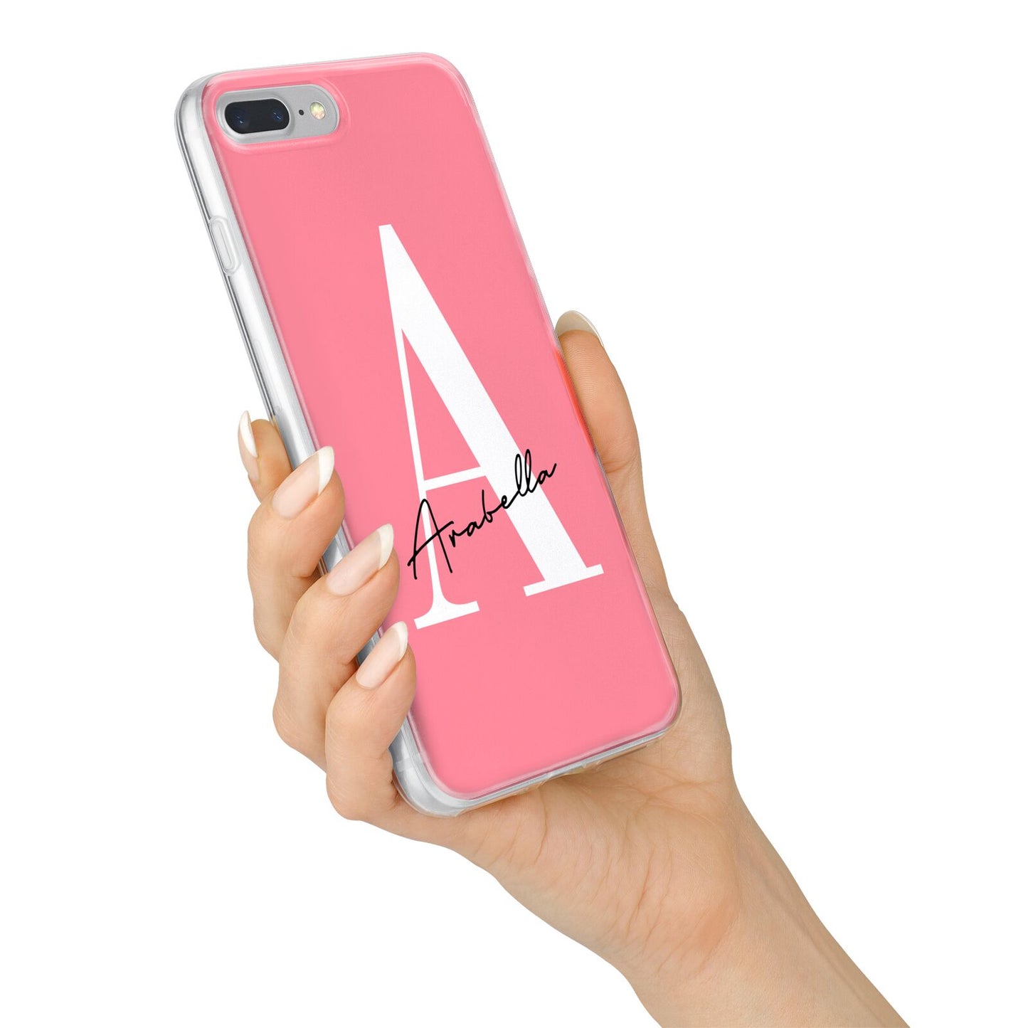 Personalised Pink White Initial iPhone 7 Plus Bumper Case on Silver iPhone Alternative Image