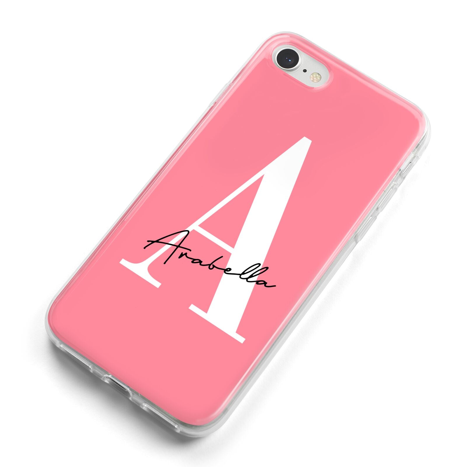 Personalised Pink White Initial iPhone 8 Bumper Case on Silver iPhone Alternative Image
