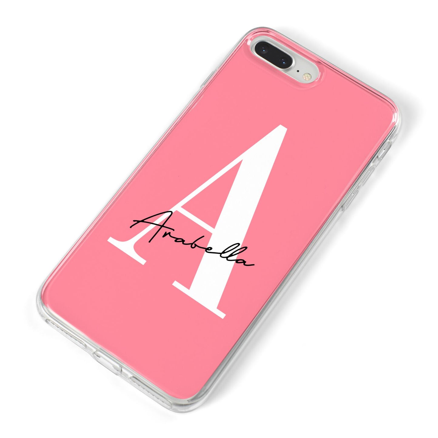 Personalised Pink White Initial iPhone 8 Plus Bumper Case on Silver iPhone Alternative Image
