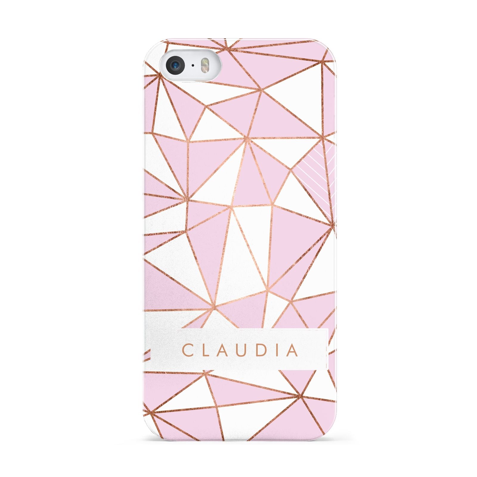 Personalised Pink White Rose Gold Name Apple iPhone 5 Case