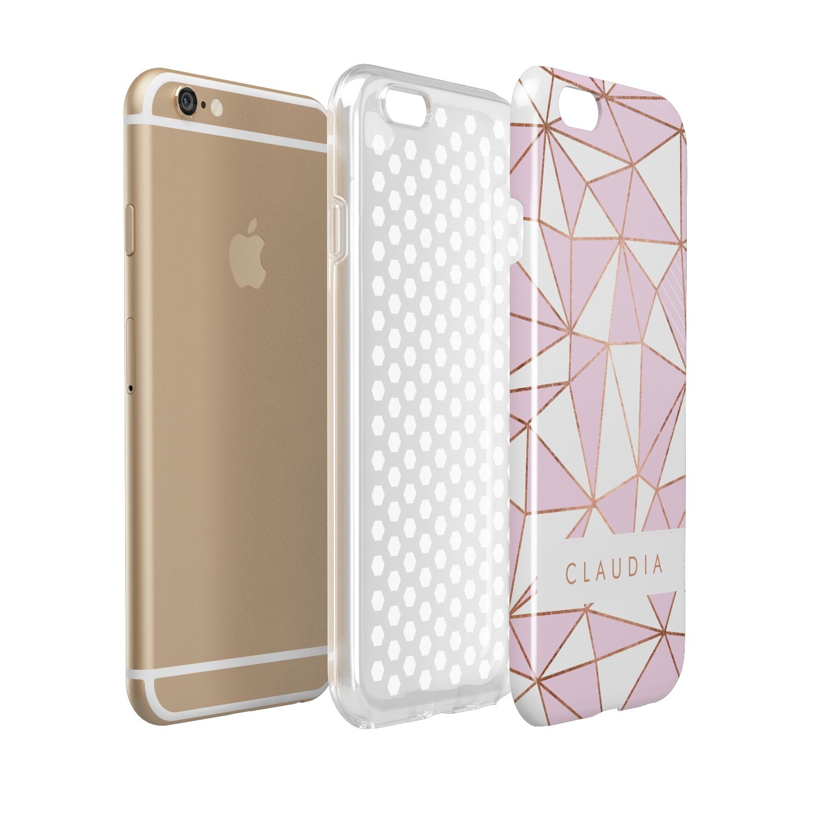 Personalised Pink White Rose Gold Name Apple iPhone 6 3D Tough Case Expanded view