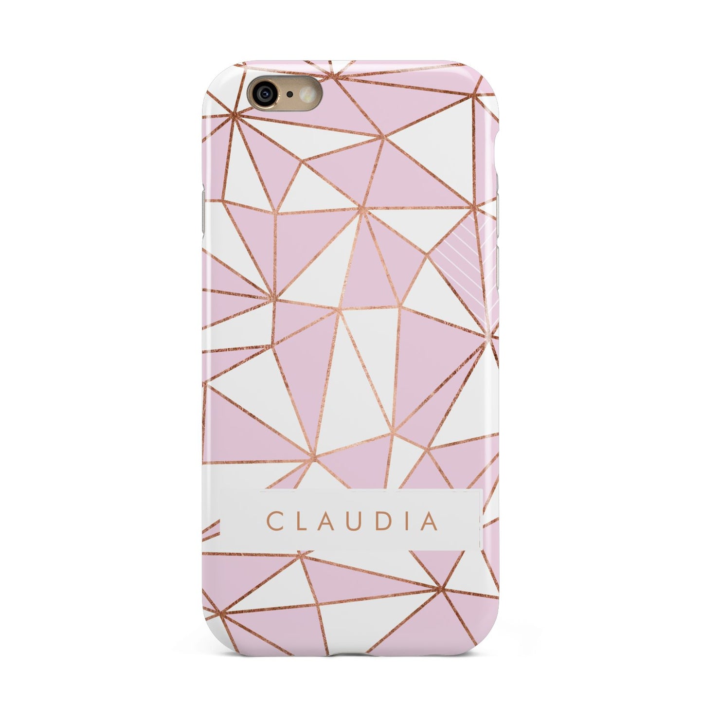 Personalised Pink White Rose Gold Name Apple iPhone 6 3D Tough Case