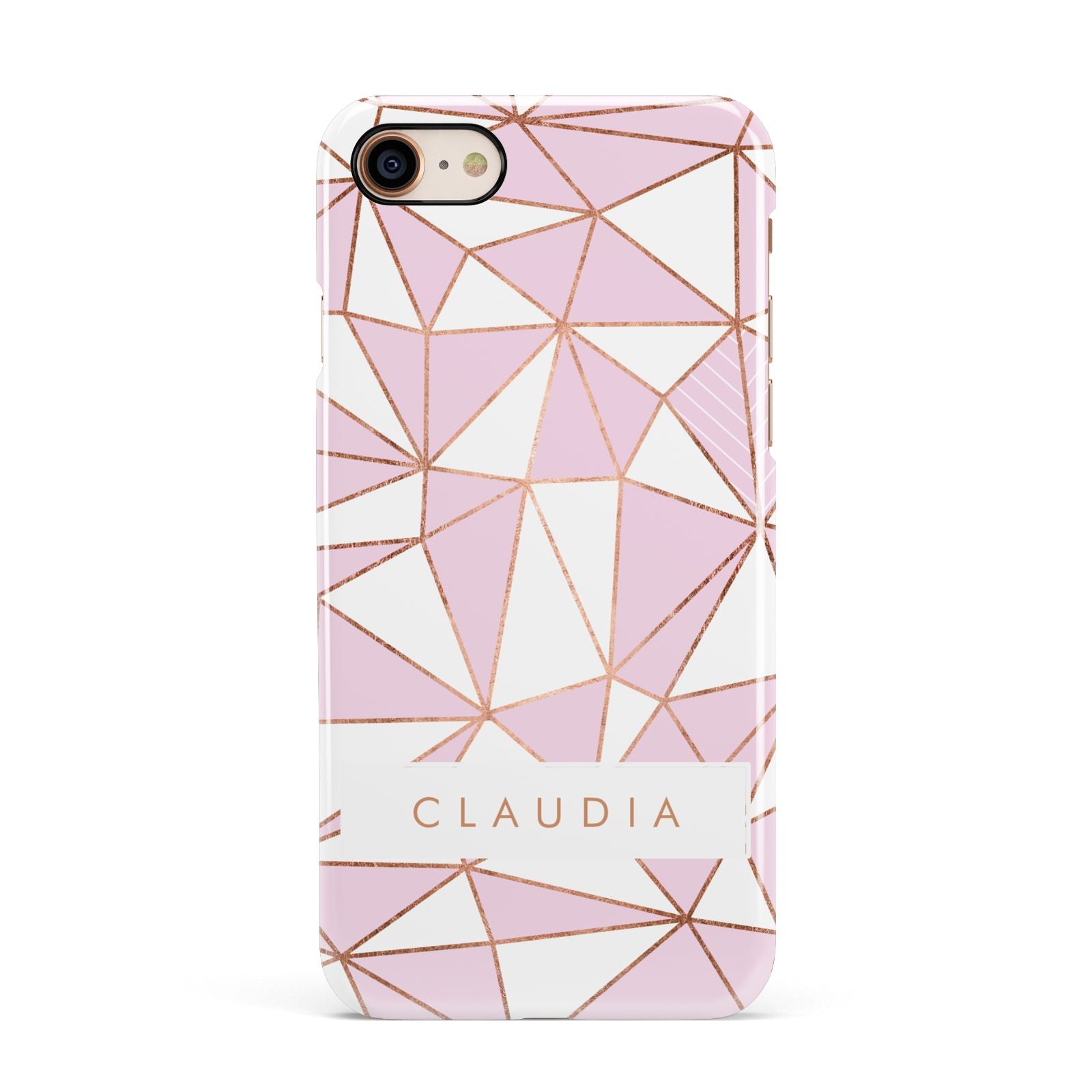 Personalised Pink White Rose Gold Name Apple iPhone 7 8 3D Snap Case