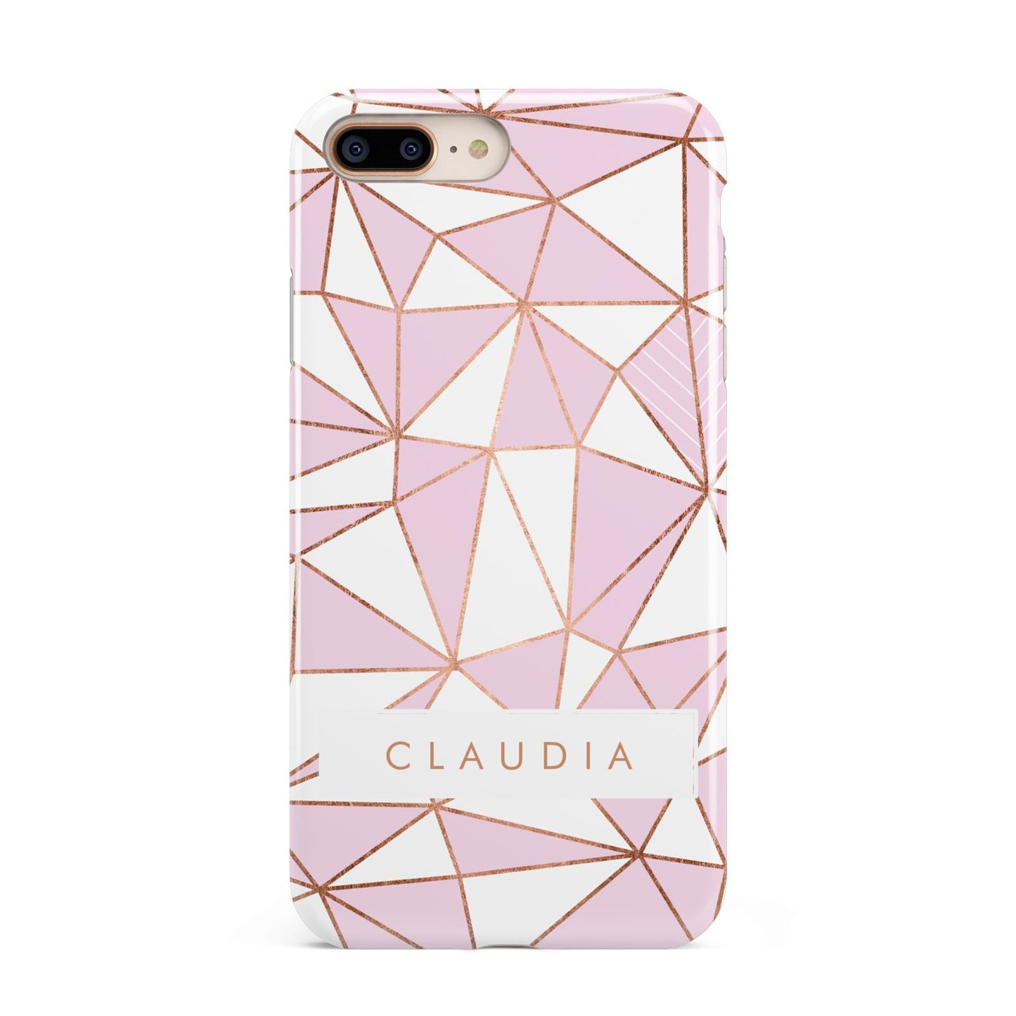 Personalised Pink White Rose Gold Name Apple iPhone 7 8 Plus 3D Tough Case