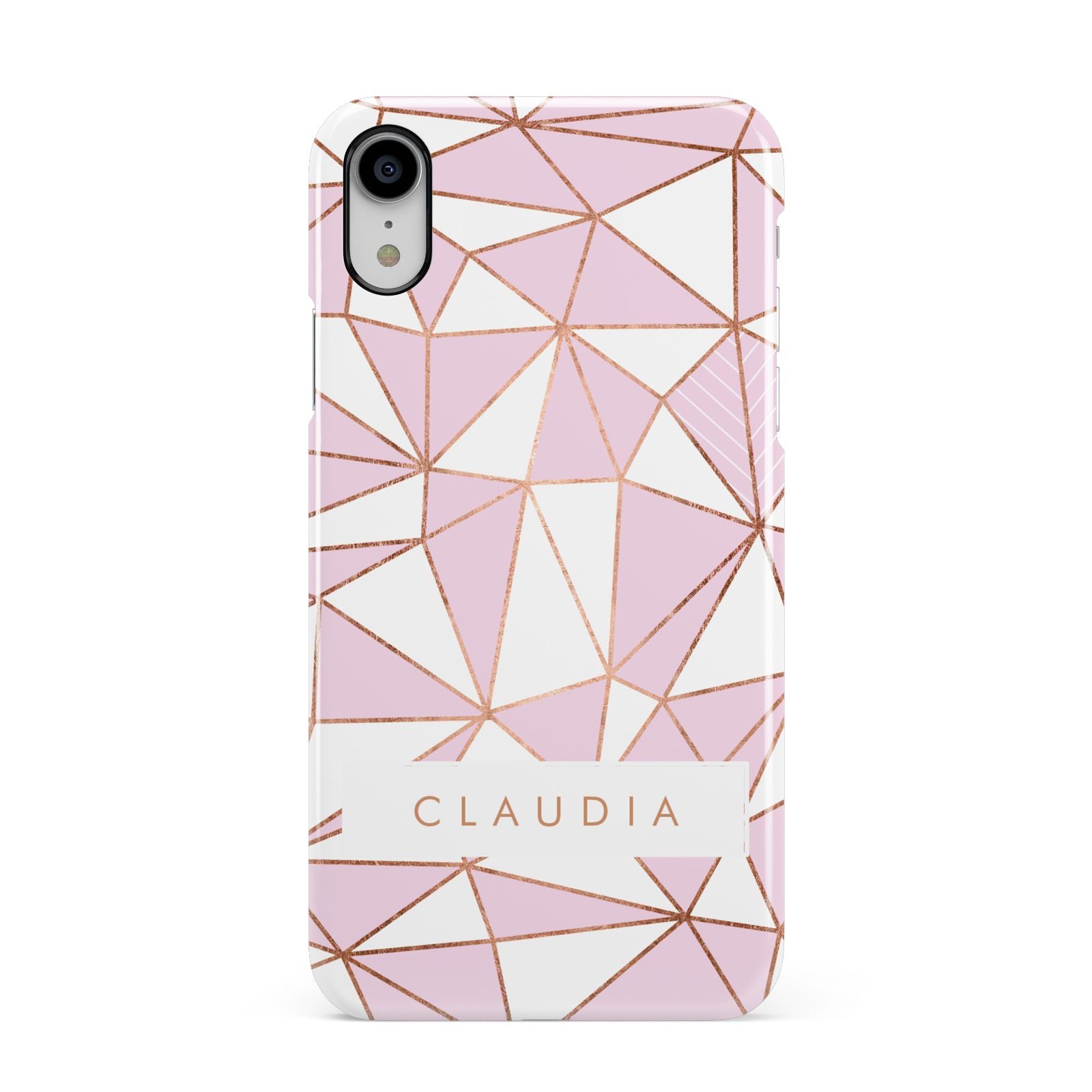 Personalised Pink White Rose Gold Name Apple iPhone XR White 3D Snap Case