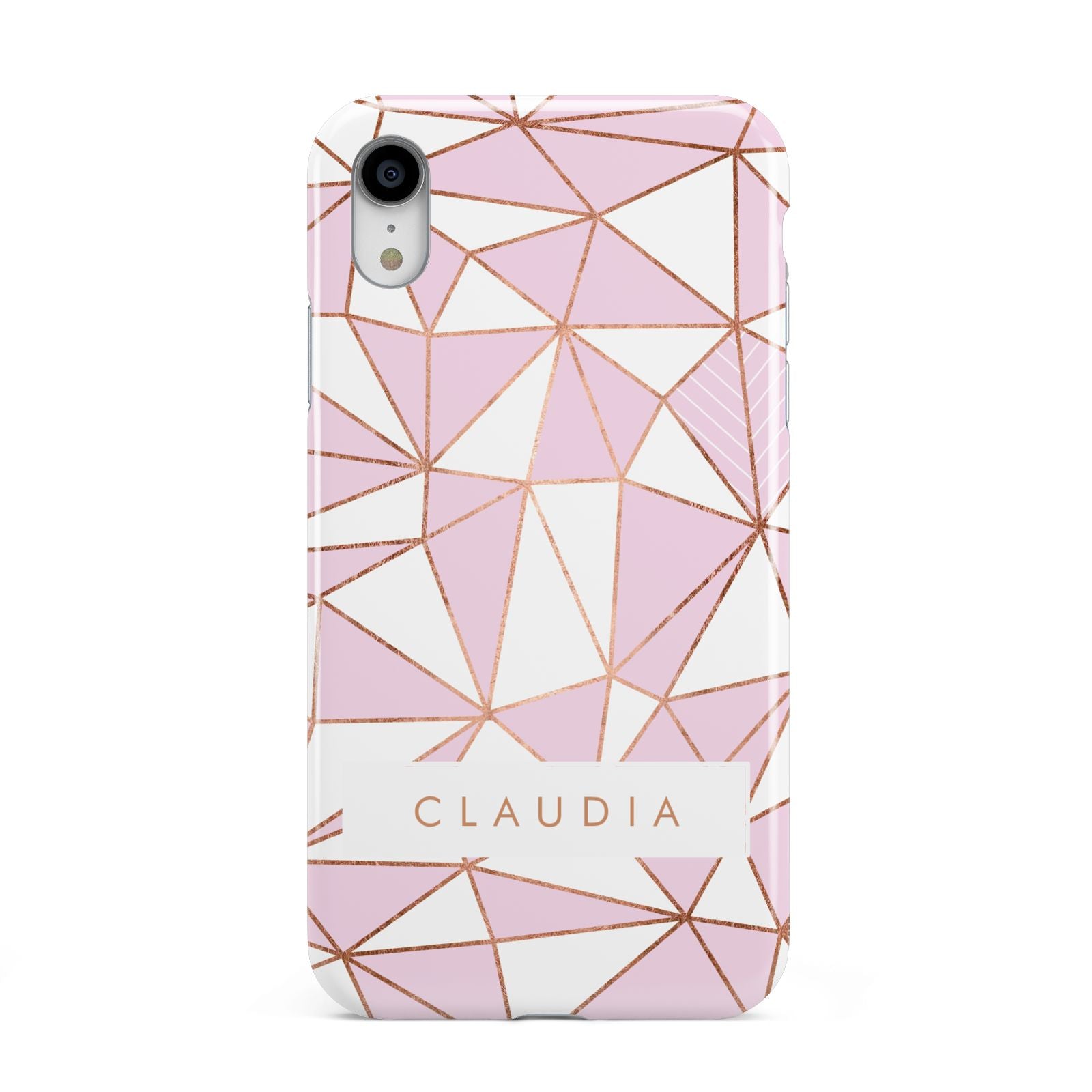 Personalised Pink White Rose Gold Name Apple iPhone XR White 3D Tough Case
