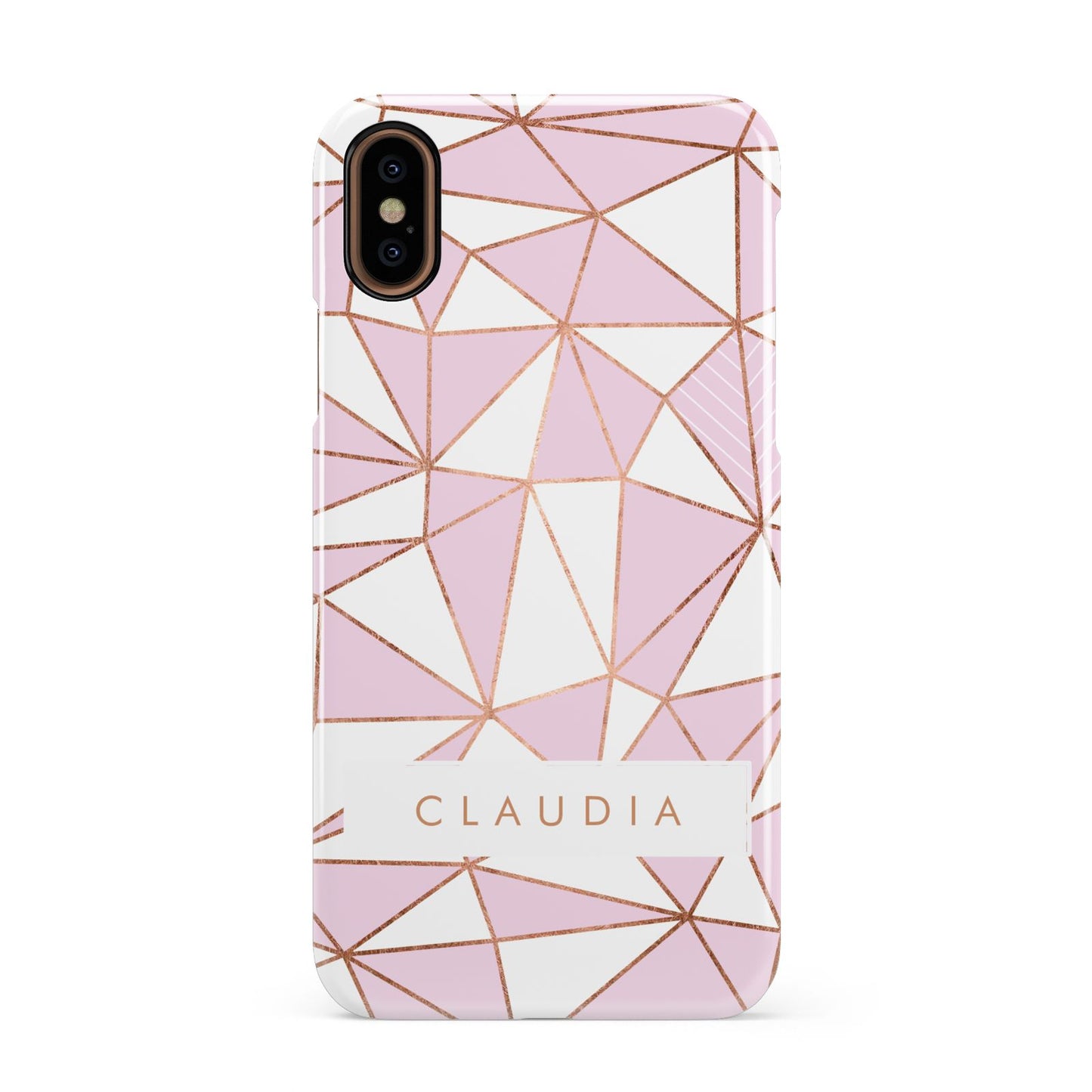 Personalised Pink White Rose Gold Name Apple iPhone XS 3D Snap Case