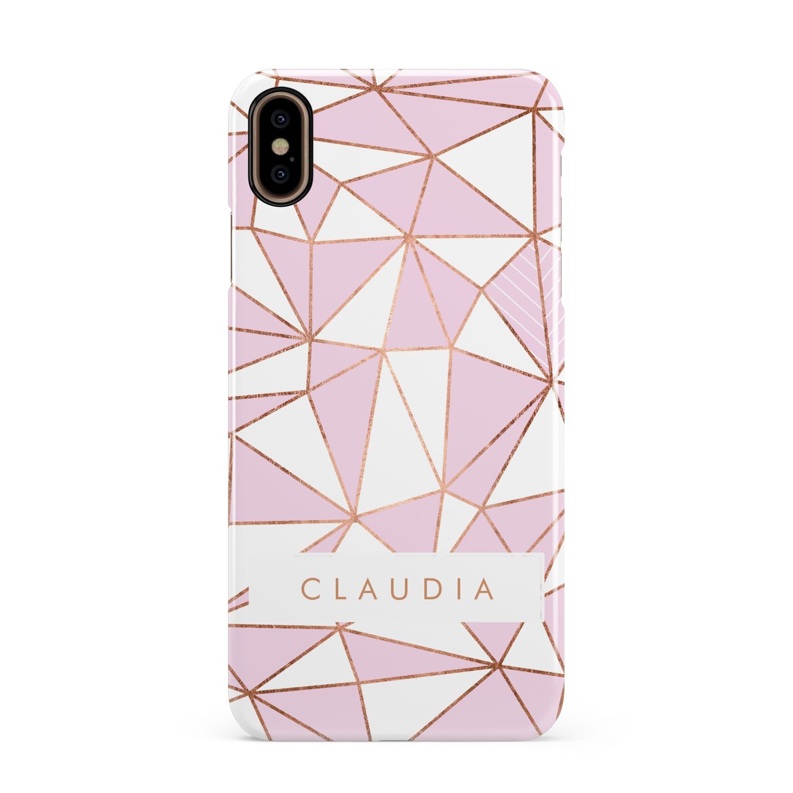 Personalised Pink White Rose Gold Name Apple iPhone Xs Max 3D Snap Case