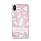 Personalised Pink White Rose Gold Name Apple iPhone Xs Max Impact Case White Edge on Black Phone
