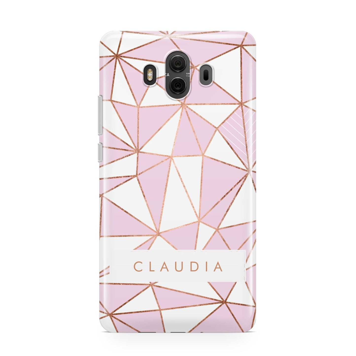 Personalised Pink White Rose Gold Name Huawei Mate 10 Protective Phone Case