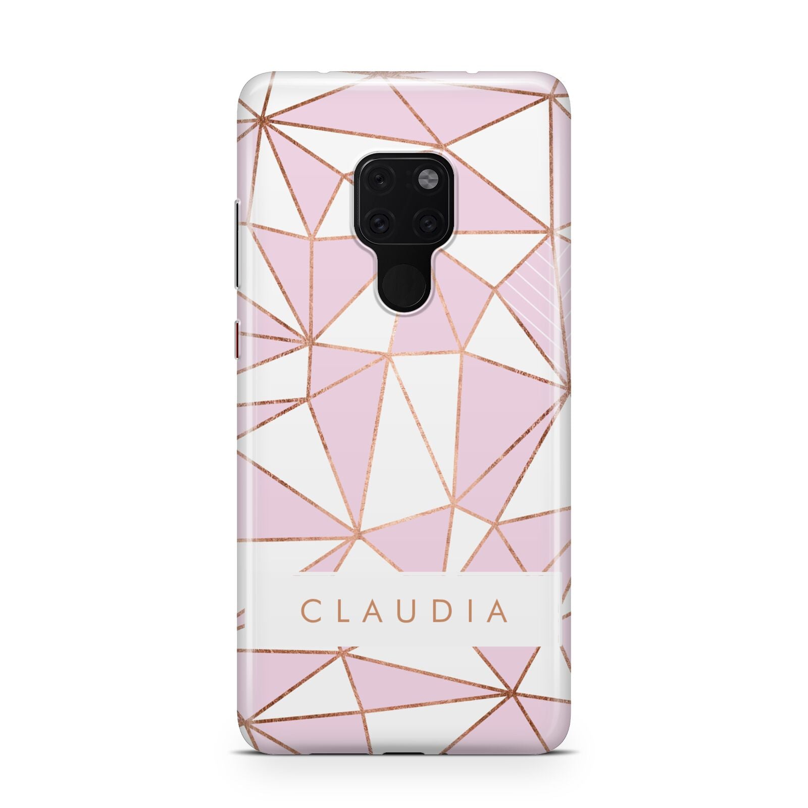 Personalised Pink White Rose Gold Name Huawei Mate 20 Phone Case