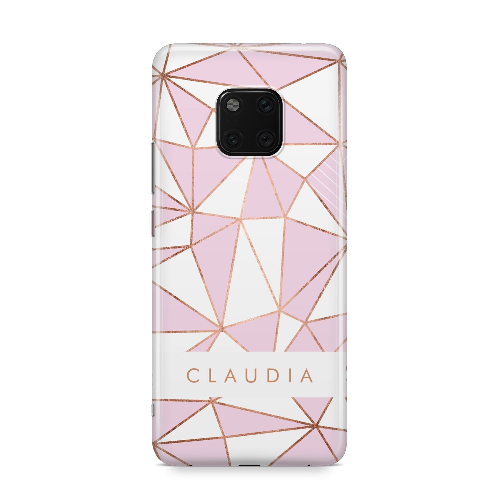 Personalised Pink White Rose Gold Name Huawei Mate 20 Pro Phone Case