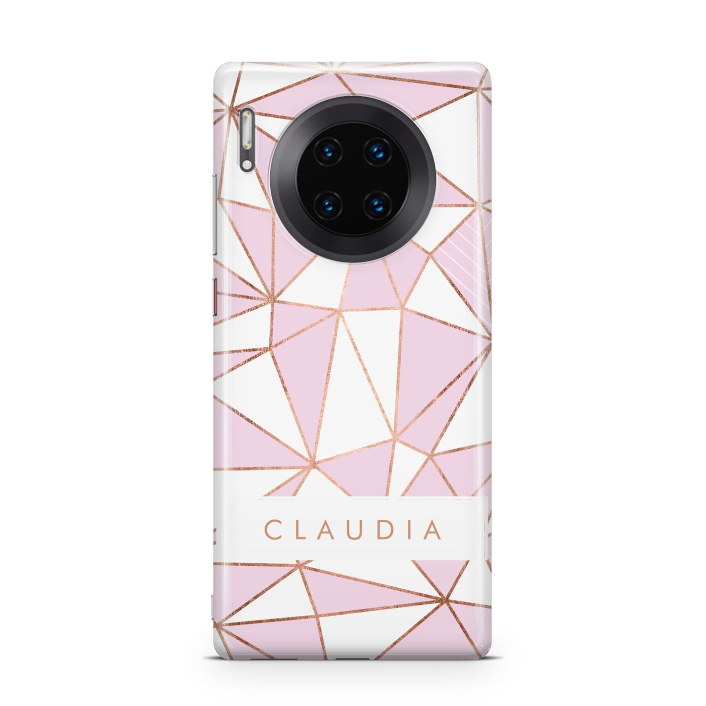 Personalised Pink White Rose Gold Name Huawei Mate 30 Pro Phone Case