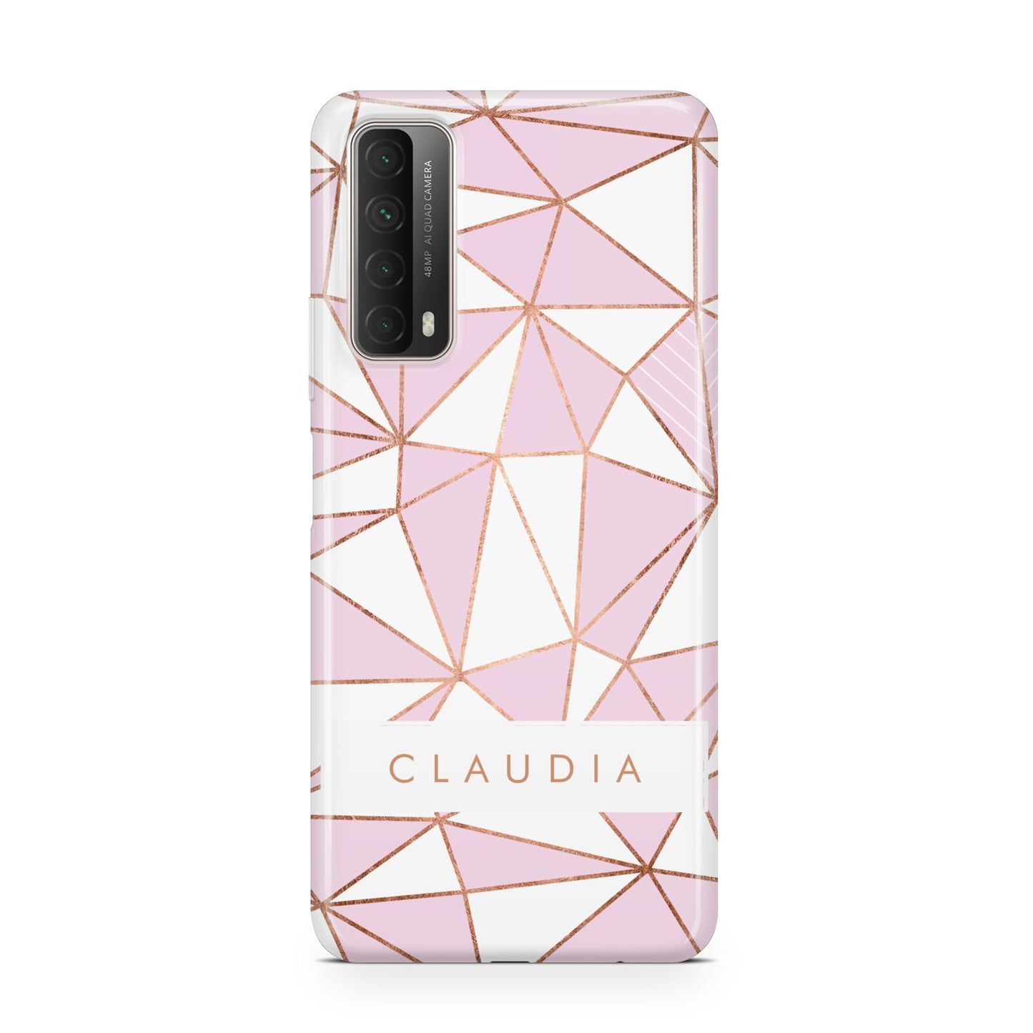 Personalised Pink White Rose Gold Name Huawei P Smart 2021