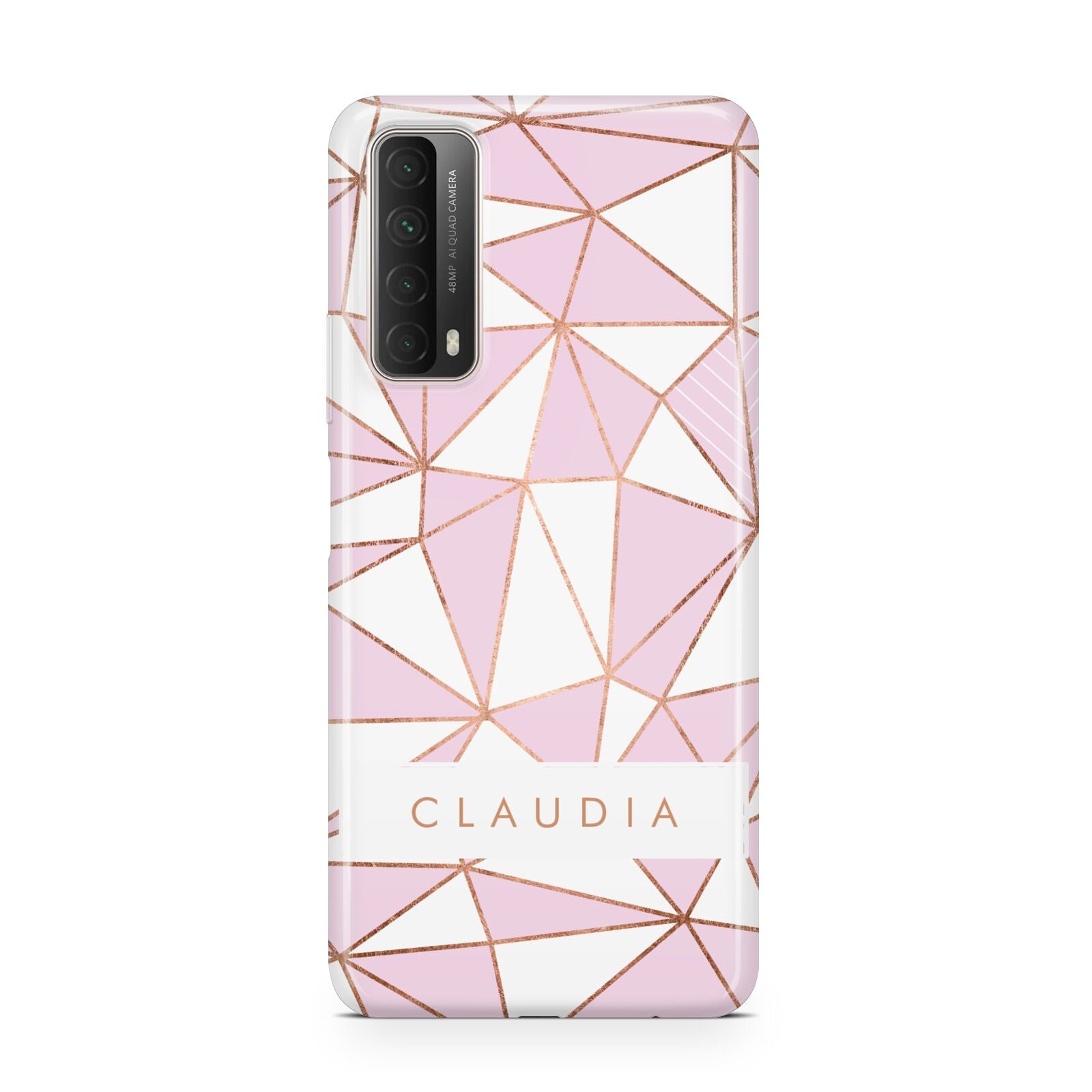 Personalised Pink White Rose Gold Name Huawei P Smart 2021