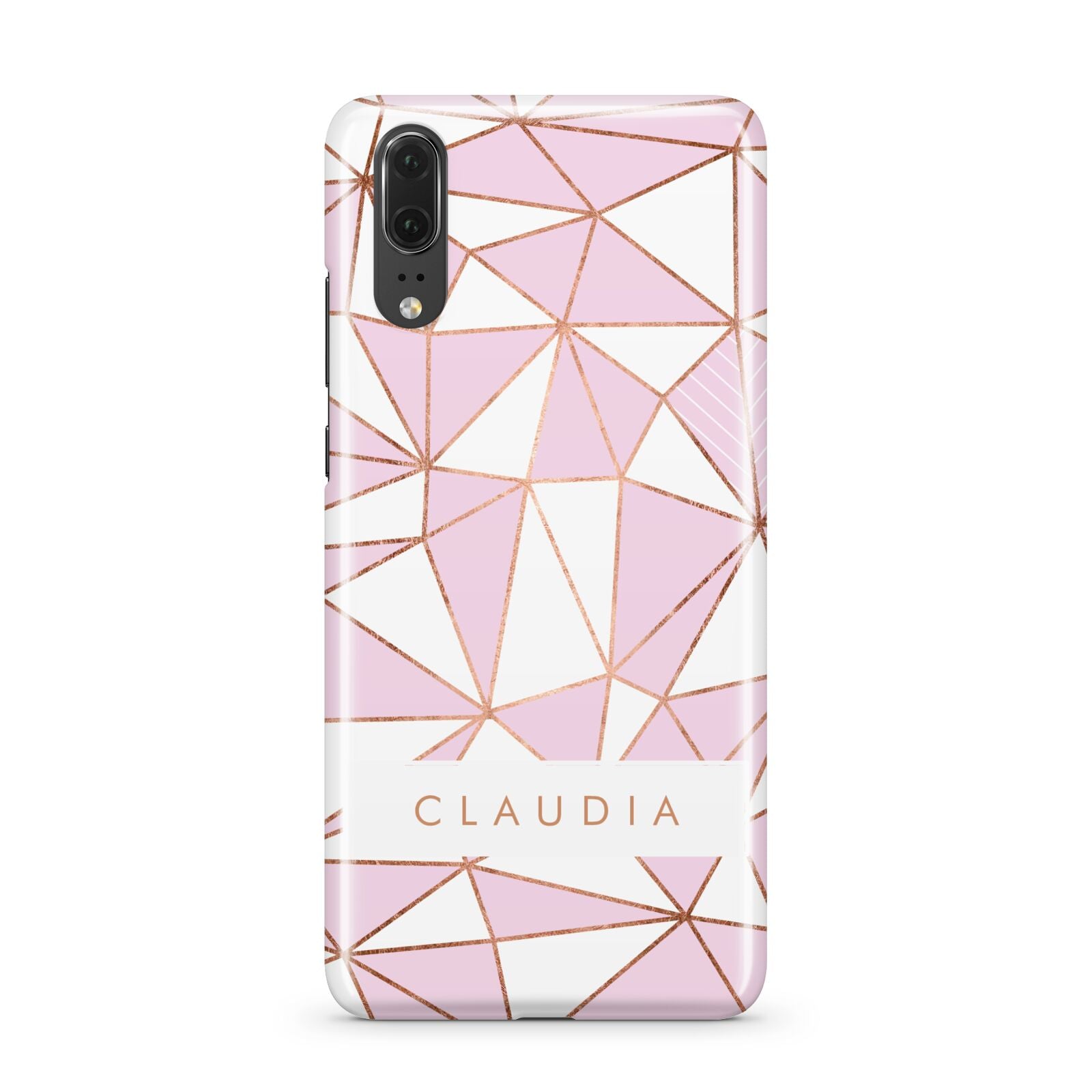 Personalised Pink White Rose Gold Name Huawei P20 Phone Case