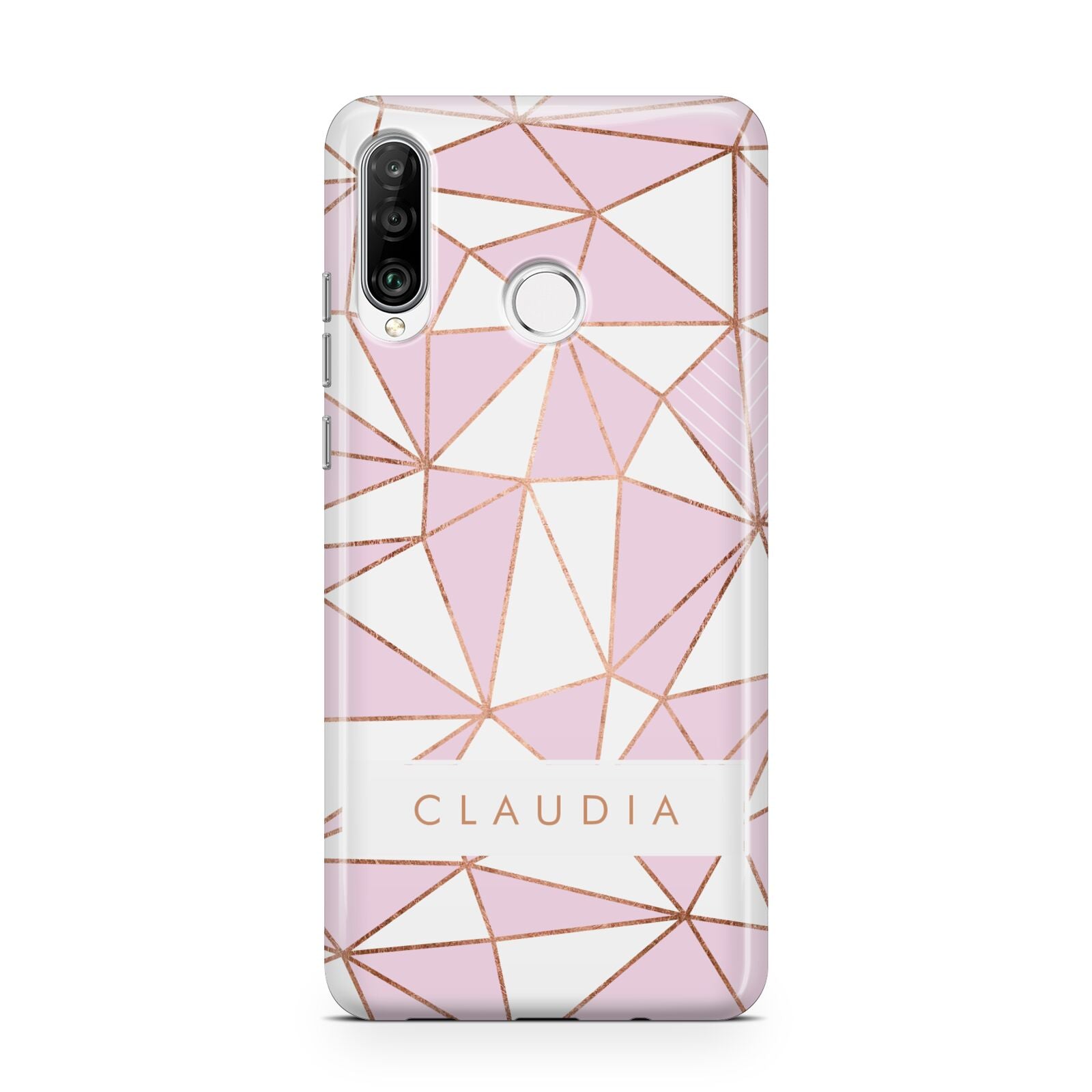 Personalised Pink White Rose Gold Name Huawei P30 Lite Phone Case