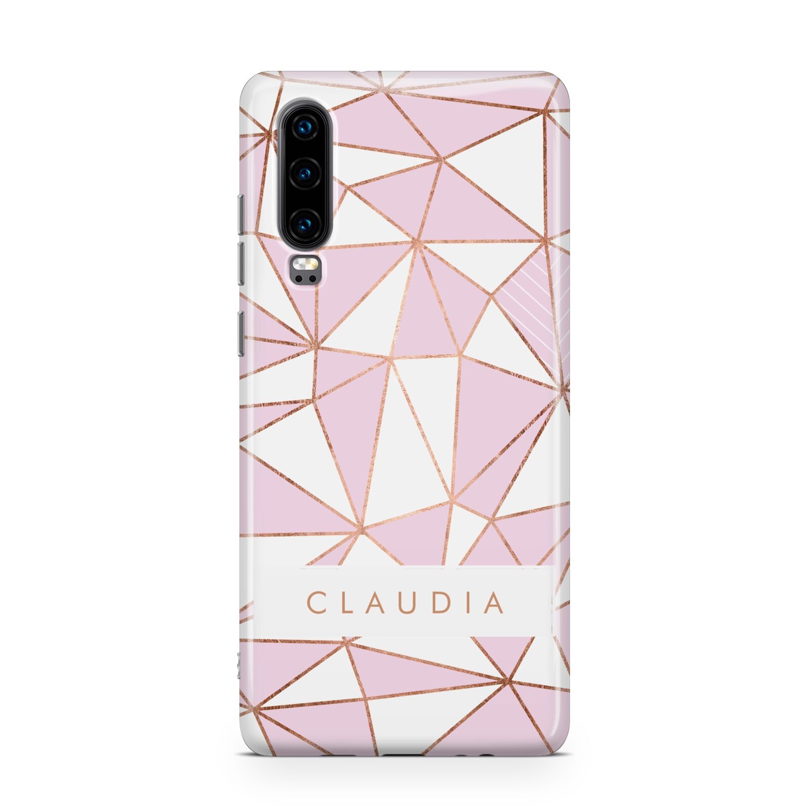 Personalised Pink White Rose Gold Name Huawei P30 Phone Case