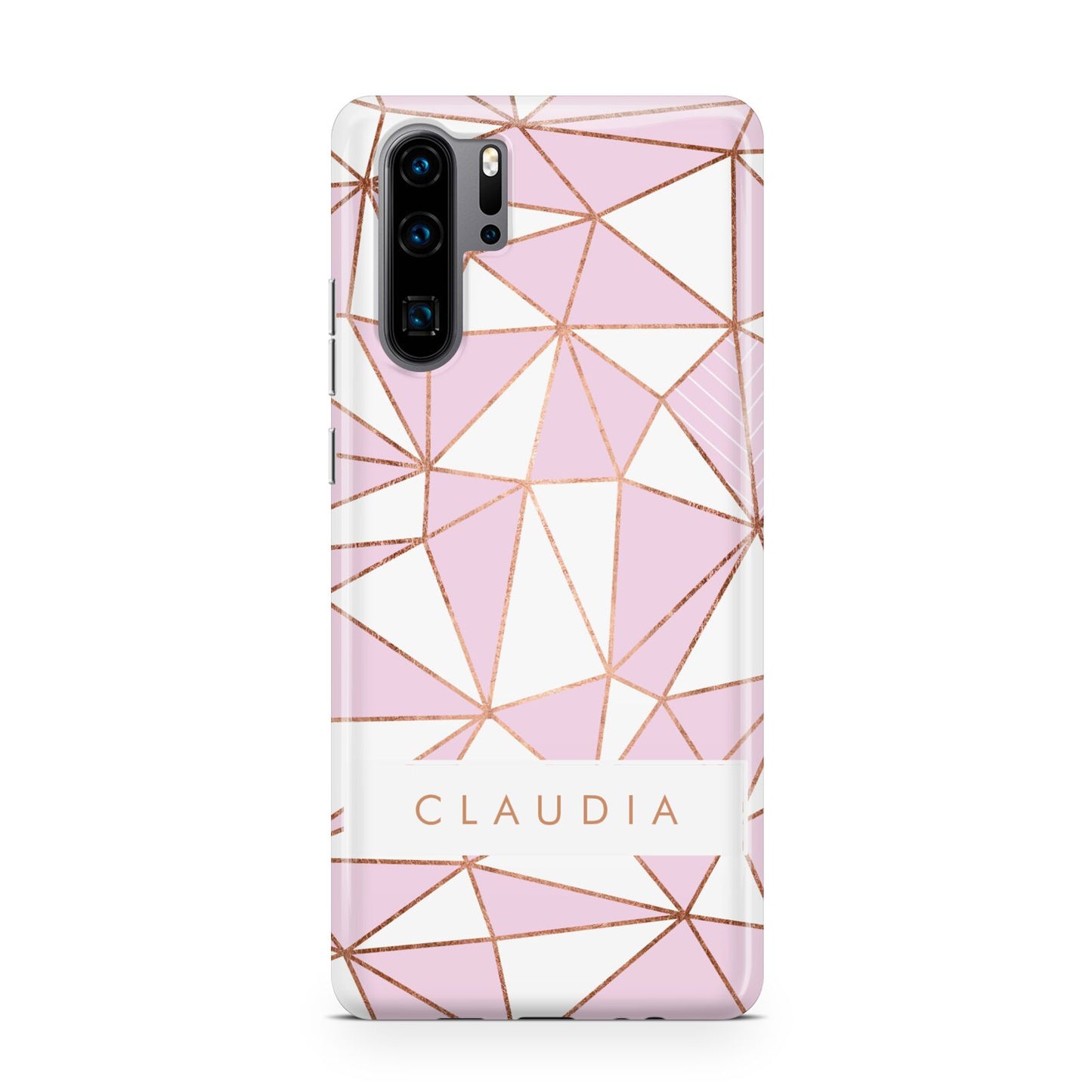 Personalised Pink White Rose Gold Name Huawei P30 Pro Phone Case