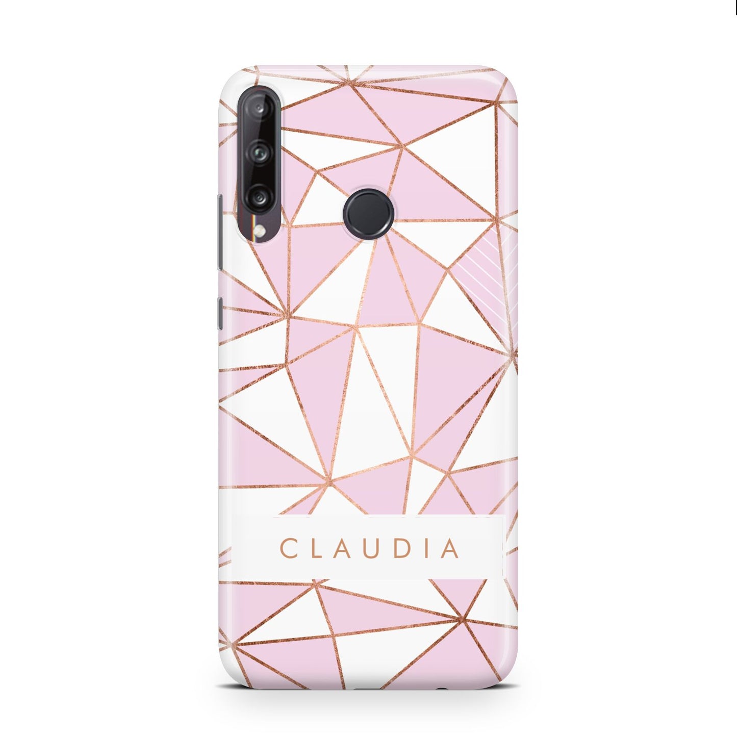 Personalised Pink White Rose Gold Name Huawei P40 Lite E Phone Case