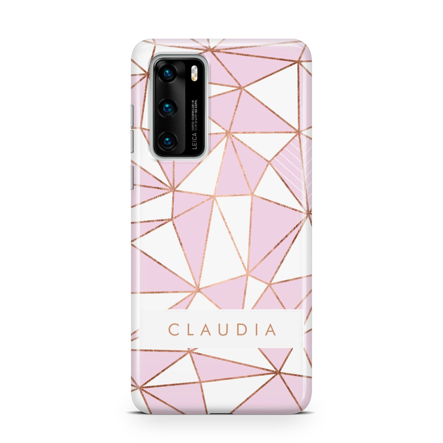 Personalised Pink White Rose Gold Name Huawei P40 Phone Case